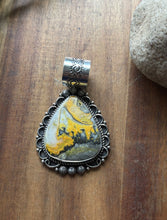 Load image into Gallery viewer, Native Navajo Sterling Silver Yellow Bumblebee Jasper Pendant Etta Enditto Gift