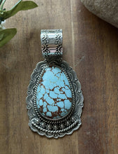 Load image into Gallery viewer, Navajo Sterling Silver Number 8 Turquoise Handmade Pendant Etta Enditto Gift