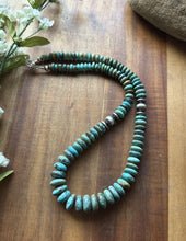 Load image into Gallery viewer, Sterling Silver Graduated Turquoise Rondelle Bead Necklace 18 inch Gift