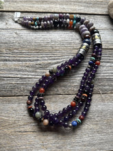 Load image into Gallery viewer, Tommy Rosita Singer T R Sterling Silver Multi Strand Purple Bead Necklace 28