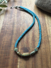 Load image into Gallery viewer, Sterling Silver Blue Green Turquoise Nuggets Bead Necklace 18 inch Gift