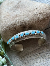 Load image into Gallery viewer, Vintage Pawn Navajo Sterling Silver Blue Turquoise Cuff Bracelet WB