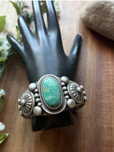 Load image into Gallery viewer, Navajo Native Sterling Silver Green Turquoise Cuff Bracelet Martinez