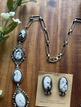 Load image into Gallery viewer, Navajo Sterling Silver White Buffalo Turquoise Lariat Necklace Set Mary Ellen