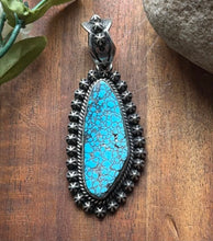 Load image into Gallery viewer, Navajo Sterling Silver Kingman Spiderweb Turquoise Pendant H Piasso