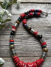 Load image into Gallery viewer, Tommy &amp; Rosita Singer T R Sterling Silver Multi Stone Red Coral Bead Necklace 20