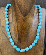 Load image into Gallery viewer, Sleeping Beauty Turquoise Sterling Silver Nuggets Bead Necklace 18 inch Gift