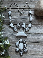 Load image into Gallery viewer, Navajo Sterling Silver White Buffalo Turquoise Lariat Necklace Set Mary Ellen