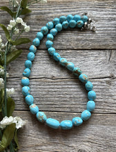 Load image into Gallery viewer, Chunky Sleeping Beauty Turquoise Sterling Silver Nuggets Bead Necklace 18 inch