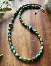 Load image into Gallery viewer, Sterling Silver Blue Green Turquoise Nuggets Pearls Bead Necklace. 18 inch Gift