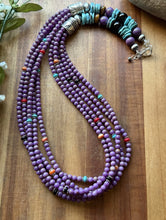 Load image into Gallery viewer, Sterling Silver Multi Strand Stone Purple Pearls Bead Necklace. 26 inch