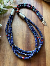 Load image into Gallery viewer, Sterling Silver Multi Strand Stone Lapis Pearls Bead Necklace 26 Inch Navajo RD