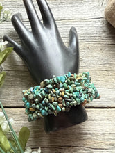 Load image into Gallery viewer, Blue Turquoise Nuggets 7 Inch Stretch Elastic Stretchy Bead Bracelet Gift