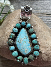 Load image into Gallery viewer, Navajo Sterling Silver Turquoise Cluster Pendant. C Yazzie Gift
