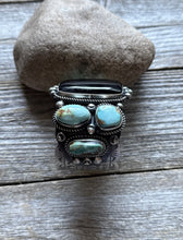 Load image into Gallery viewer, Navajo Native Sterling Silver Black Onyx Royston Turquoise Cuff Bracelet RY