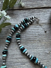 Load image into Gallery viewer, Sterling Silver Onyx Turquoise W Pearls Kokopelli Bead Necklace 18 Inch