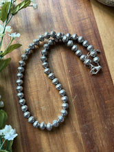 Load image into Gallery viewer, Sterling Silver 10mm Stamped Pearls Bead Necklace. 18 Inch