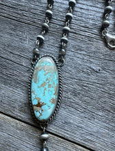 Load image into Gallery viewer, Navajo 925 Sterling Silver Royston Turquoise Pendant Rosary Necklace. 31 Inch KY