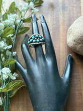 Load image into Gallery viewer, Navajo Native American Sterling Silver Blue Turquoise Cluster Ring Size 9.5 Z
