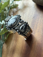 Load image into Gallery viewer, Navajo Sterling Silver White Buffalo Turquoise Cuff Bracelet J Nelson