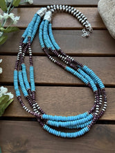 Load image into Gallery viewer, Sterling Silver Multi Strand Purple Spiny Oyster Turquoise Bead Necklace 26 Inch