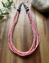 Load image into Gallery viewer, Sterling Silver Multi Strand Pink Coral Pearls Bead Necklace 22 inch Gift