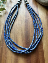 Load image into Gallery viewer, Sterling Silver Multi Strand Lapis Pearls Bead Necklace 23 inch Gift