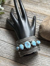 Load image into Gallery viewer, Navajo Sterling Silver Golden Hill Turquoise Cuff Bracelet H Piasso