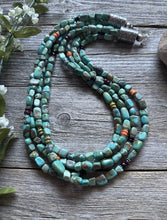 Load image into Gallery viewer, Sterling Silver Multi Strand Stone Blue Green Turquoise Bead Necklace 22 inch