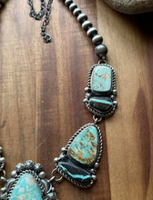 Load image into Gallery viewer, Navajo Sterling Silver Royston Black Jack Turquoise Cluster Lariat Necklace KY