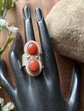 Load image into Gallery viewer, Native American Sterling Silver Coral Ring. Size 8. Jackson