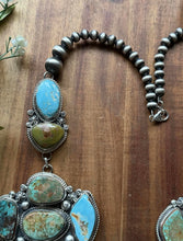 Load image into Gallery viewer, Navajo Sterling Silver Blue Green Royston Turquoise Cluster Lariat Necklace KY