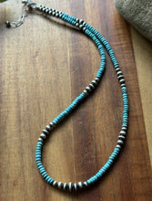 Load image into Gallery viewer, Southwestern Sterling Silver 4mm Blue Turquoise Pearls Bead Necklace 18 inch