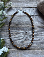 Load image into Gallery viewer, Tommy Rosita Singer T R Sterling Silver Tigers Eye Choker Bead Necklace 15 Inch