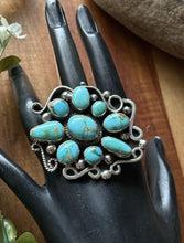 Load image into Gallery viewer, Navajo Sterling Silver Sonoran Gold Turquoise Cluster Ring. Size 8 Geneva