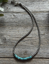 Load image into Gallery viewer, Blue Turquoise 4mm Sterling Silver Pearls Choker Bead Necklace. 16 Inch. Gift
