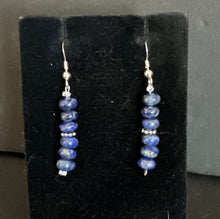 Load image into Gallery viewer, Southwestern 925 Sterling Silver Blue Lapis Bead Earrings 1 Inch