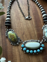 Load image into Gallery viewer, Navajo Sterling Silver Palomino Turquoise Chain Lariat Necklace K Yazzie