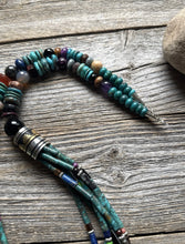 Load image into Gallery viewer, Tommy Rosita Singer T R Sterling Silver Multi Strand Turquoise Bead Necklace 28”