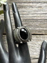 Load image into Gallery viewer, Mens Delbert Gordon Navajo Sterling Silver Black Onyx Ring. Size 11.5