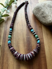 Load image into Gallery viewer, SterlingSilver Purple SpinyOyster SleepingBeauty Sonoran Turquoise Bead Necklace