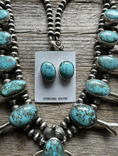 Load image into Gallery viewer, Navajo Sterling Silver White Water Turquoise Squash Blossom Pearls Necklace G
