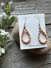 Load image into Gallery viewer, Southwestern 925 Sterling Silver Pink Coral Pearls Bead Earrings. 2 Inch
