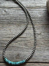 Load image into Gallery viewer, Blue Turquoise 4mm Sterling Silver Pearls Choker Bead Necklace. 16 Inch. Gift