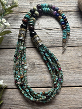 Load image into Gallery viewer, Tommy Rosita Singer T R Sterling Silver Multi Strand Turquoise Bead Necklace 30”