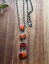 Load image into Gallery viewer, Navajo Sterling Silver Orange Spiny Oyster Lariat Chain Necklace C Shorty