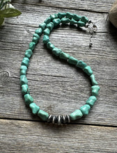Load image into Gallery viewer, Mens Unisex Sterling Silver Bone Turquoise Bead Necklace. 18 inch. Gift