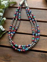 Load image into Gallery viewer, Sterling Silver Multi Strand Stone Pearls Bead Necklace. 18 inch