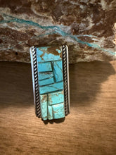 Load image into Gallery viewer, Navajo sterling silver inlay turquoise ring 8.5