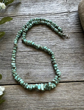 Load image into Gallery viewer, Sterling Silver Number 8 Turquoise Nuggets Bead Necklace Strand. 18 inch